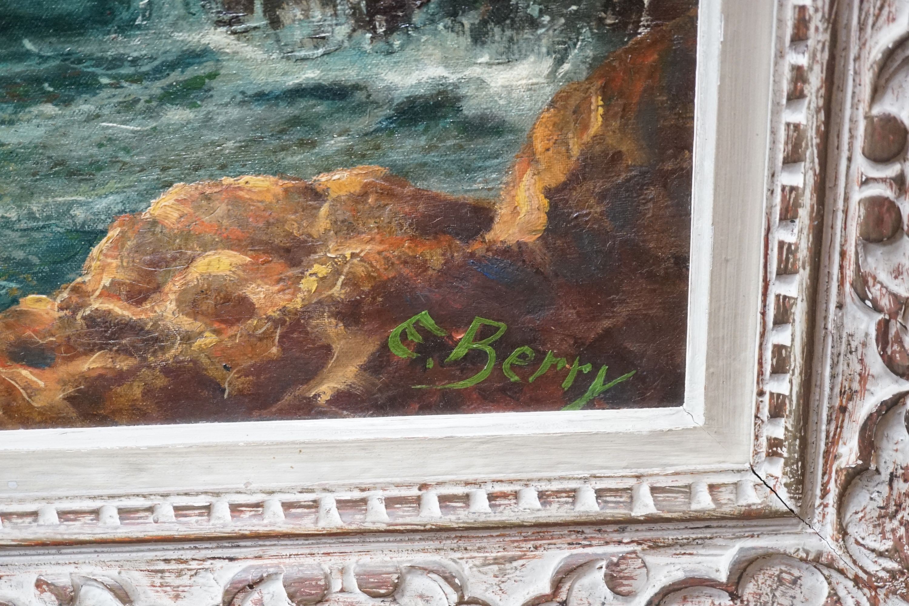 E Berry (early 20th century) a pair of oils on canvas, coastal scenes, 50 cm X 65cm